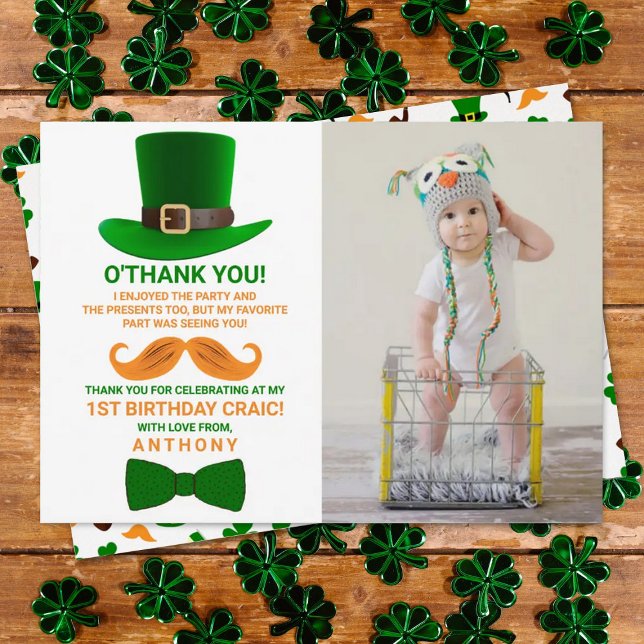 Modern Leprechaun St. Patrick's Day Birthday Photo Tack Kort (Skapare uppladdad)