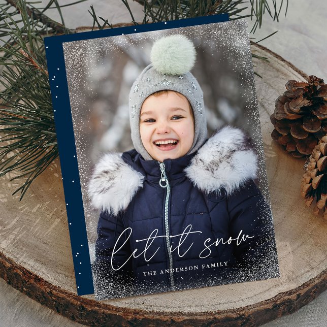 Modern Let It Snow Script Bild Julkort (Skapare uppladdad)