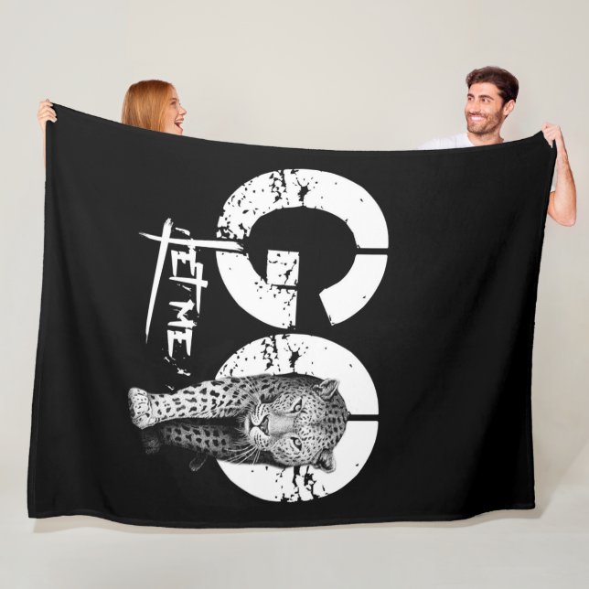 Modern LET MIG GO Leopard Black Fleece Blankets (På plats)