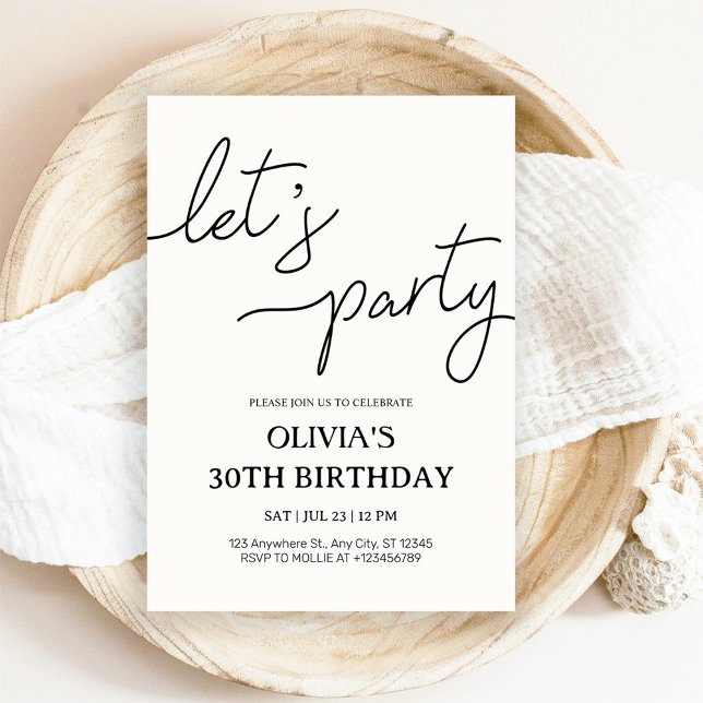 Modern Let’s Party 30th Birthday Inbjudningar (Skapare uppladdad)