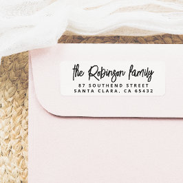 Modern Leting Fet Family Namn-Returadress Returadress Etikett