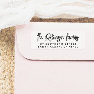 Modern Leting Fet Family Namn-Returadress Returadress Etikett