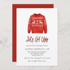 Modern Lets Get Ugly Christmas Ugly Sweater Party Inbjudningar