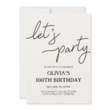 Modern Let's Party 100 Birthday