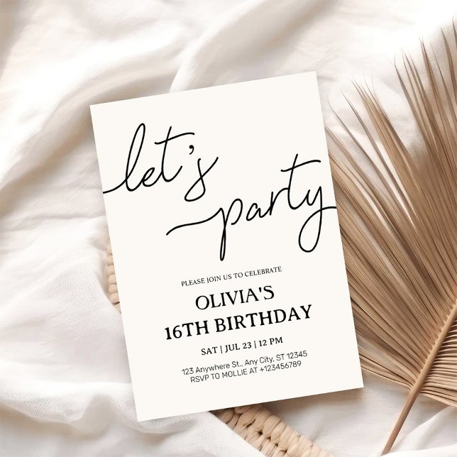Modern Let's Party 16:e födelsedagen Inbjudningar (Skapare uppladdad)