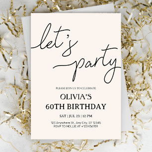 Modern Let's Party 60:e födelsedagen Inbjudningar