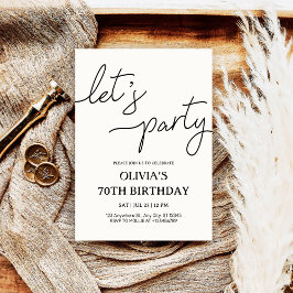 Modern Let's Party 70:e födelsedagen Inbjudningar