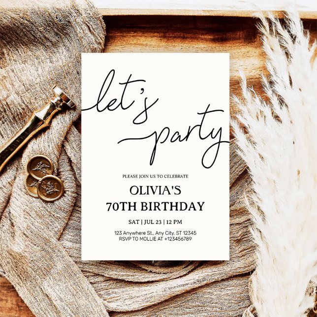 Modern Let's Party 70:e födelsedagen Inbjudningar (Skapare uppladdad)