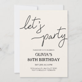 Modern Let's Party 80:e födelsedagen Inbjudningar