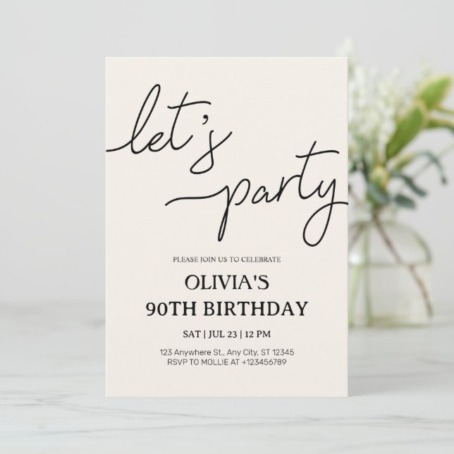 Modern Let's Party 90:e födelsedag Inbjudningar (Stående Fram)