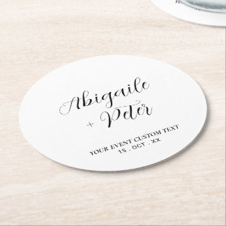 Modern Lettering Couples Name Party Event Underlägg Papper Rund