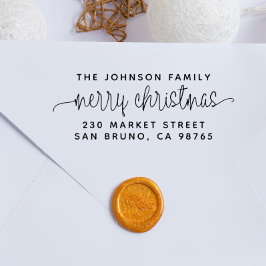 Modern Lettering God jul & Family Adress Självfärgande Stämpel