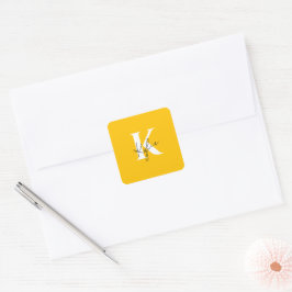 Modern Levande Personlig Monogram Fyrkantigt Klistermärke