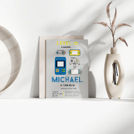 Modern level 10 Video Game Birthday Party  Inbjudningar