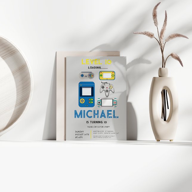 Modern level 10 Video Game Birthday Party  Inbjudningar (Skapare uppladdad)