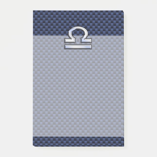 Modern libra-skylt på marinblå kolfiber post-it block (Framsida)