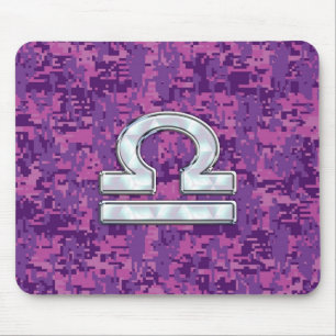 Modern Libra Zodiac-symbol på Fuchsia Digital Camo Musmatta