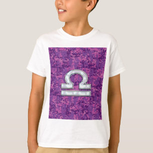Modern Libra Zodiac-symbol på Fuchsia Digital Camo T Shirt