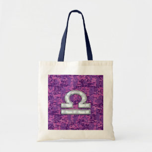 Modern Libra Zodiac-symbol på Fuchsia Digital Camo Tygkasse