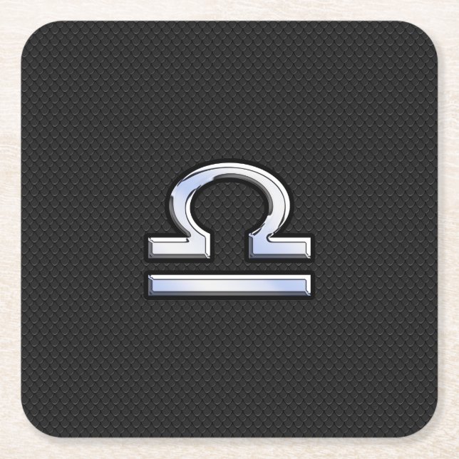 Modern Libra Zodiac-tecken på svart ormskinn stil Underlägg Papper Kvadrat (Framsidan)