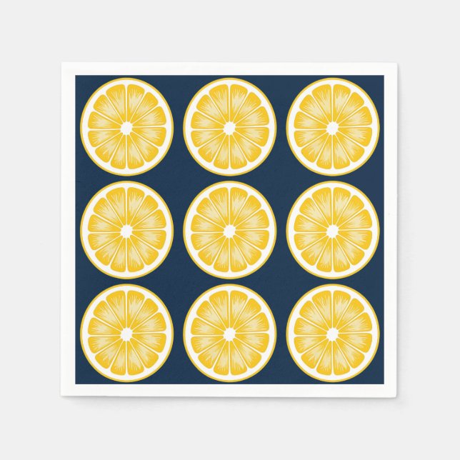 Modern liemon Segce Navy Blue & Gult Pappersservett (Framsidan)