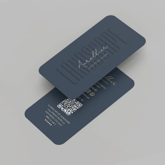 Modern liggande Professionell - Monogram Mörk blåt Visitkort (Modern Landscape Professional Monogram Dark Blue Business Card
)