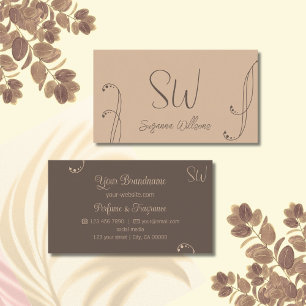 Modern Light and Mörk Brown Ornate med Monogram Visitkort