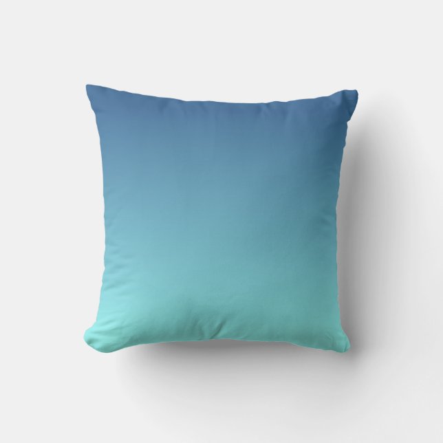 Modern Light Aqua till Blue Ombre Kudde (Framsida)