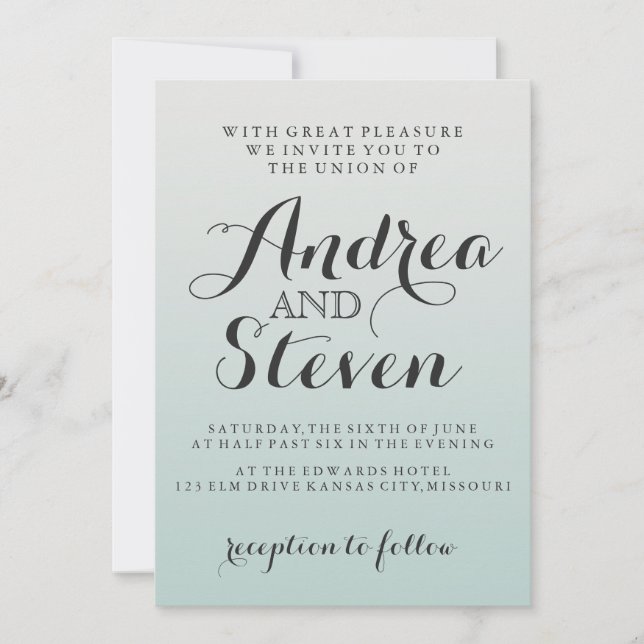 Modern  Light Aqua Wedding-inbjudan Inbjudningar (Framsida)