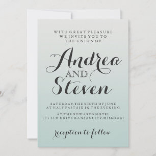 Modern Light Aqua Wedding-inbjudan Inbjudningar
