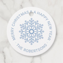 Modern Light Blue Blommigt Snowflake God jul Gåvor Etiketter