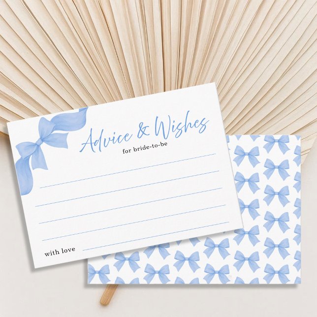 Modern Light Blue Coquette Bow Advice and Wishes Tilläggskort (Skapare uppladdad)