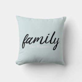 Modern Light Blue Family Monogram Dekorativ kudde