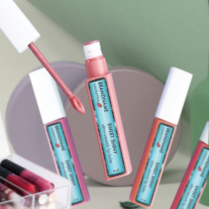 Modern Light Blue Foil & Black Glittery Lip Balm Klistermärke
