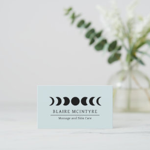 Modern Light Blue Måne Phases Elegant Visitkort