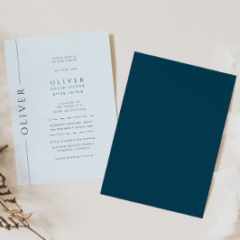 Modern Light Blue Pub Mitzvah Typography Inbjudningar