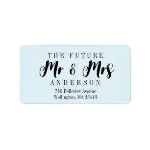 Modern Light Blue The Future Mr och Mrs. Script Adressetikett