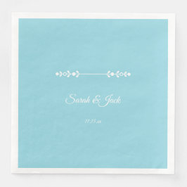 Modern Light Blue & White Bröllop Pappersservett