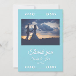 Modern Light Blue & White Flat Thank You Card Tack Kort