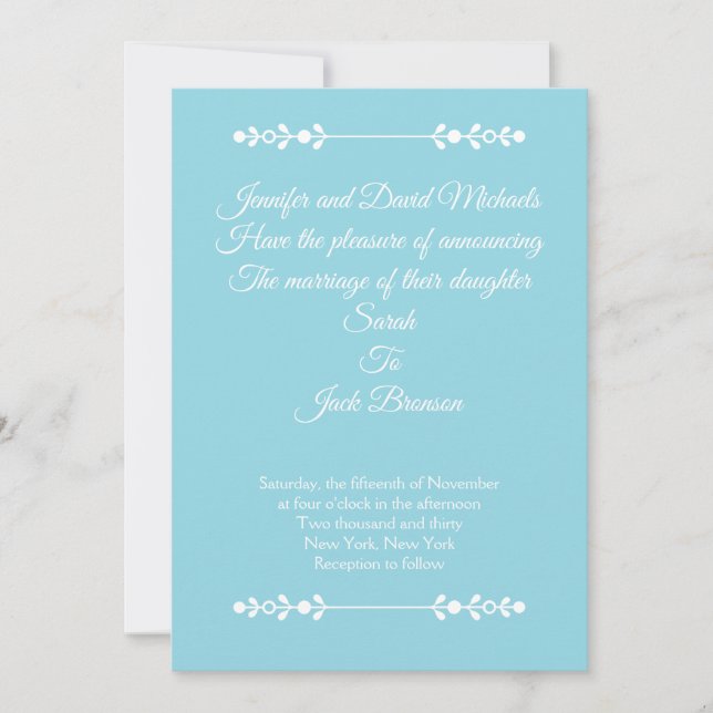 Modern Light Blue & White Wedding invitation Inbjudningar (Framsida)