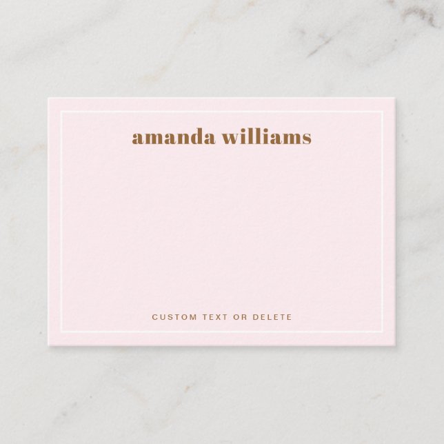 Modern light blush pink name & text mini notecard visitkort (Framsida)