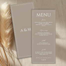 Modern light brown minimalist wedding meny
