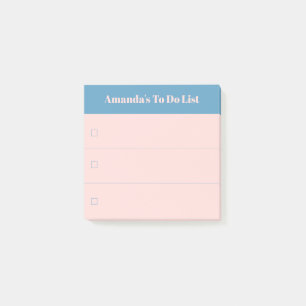 Modern Light Coral Blue att göra lista med eget na Post-it Block