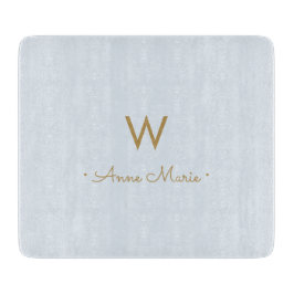 Modern Light Dusty Blue Guld Script Monogram