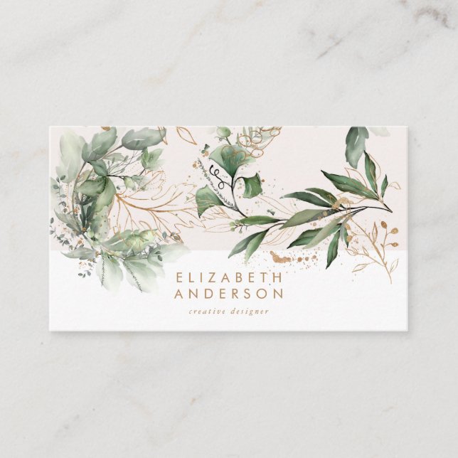 Modern Light Eggshell White Eucalyptus Corporate Visitkort (Framsida)