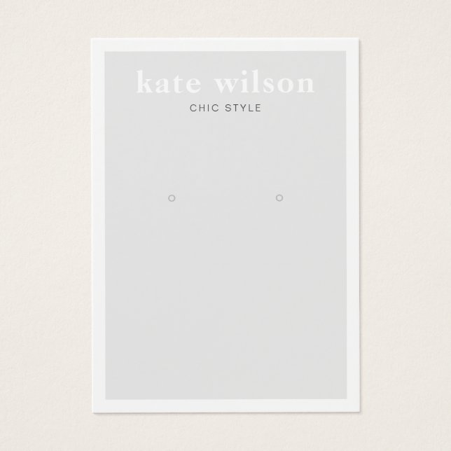 Modern Light Grått Earring Visning Card Visitkort (Framsidan)