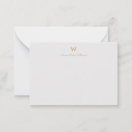 Modern Light Grått Guld-skript Monogram Anteckningskort