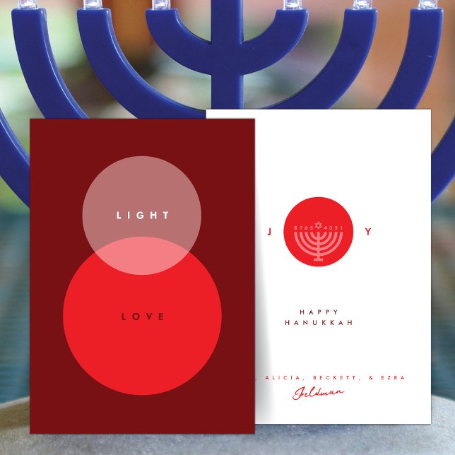 Modern Light & Kärlek Red Hanukkah Kort (Skapare uppladdad)