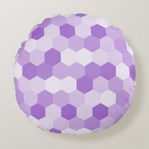 Modern Light Lila White Hexagonal Geometric Rund Kudde
