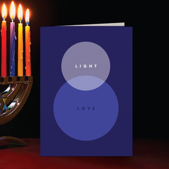 Modern Light & Love Blå Vikad Hanukkah-kort  Helgkort (Skapare uppladdad)